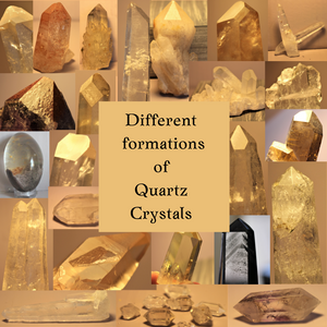 Different formations of quartz crystals