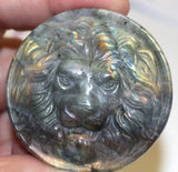 Labradorite lion carving