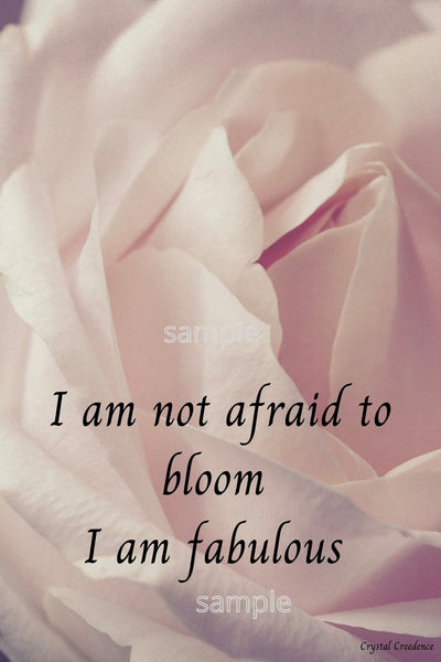 A printable quote-"I am not afraid to bloom-I am fabulous"-cost 3.50 per download.