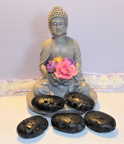 Unique Black Tourmaline palm stones do not have any filler. Please note that these are not perfect and have vugs and crevices. 3inches or 8cm in size. $25.00 per piece. 