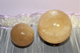 Honey calcite spheres
