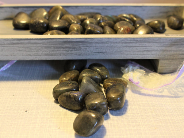 Labradorite tumbles. Average Size-1 inch or 2.5cm . 2.00 dollars per piece.