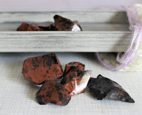 Mahogany Obsidian Chips raw. Average Size-1-2 inches or 2.5 to 5cm. 3.00 dollars per piece. 