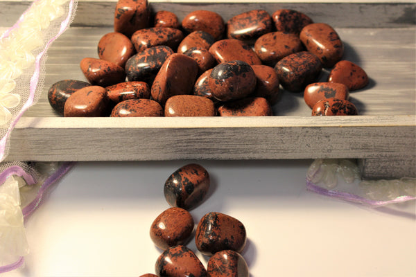 mahogany obsidian tumbles, $3.00 per piece 
