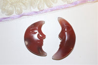 carved carnelian moon, 4-5cm or 4-4.5 inches, $20.00 a piece