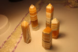 orange calcite towers, small or large