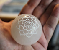 Selenite lotus sphere