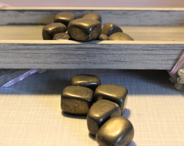 Pyrite tumbles. Average Size-1 inch or 2.5cm. $3.00 per piece